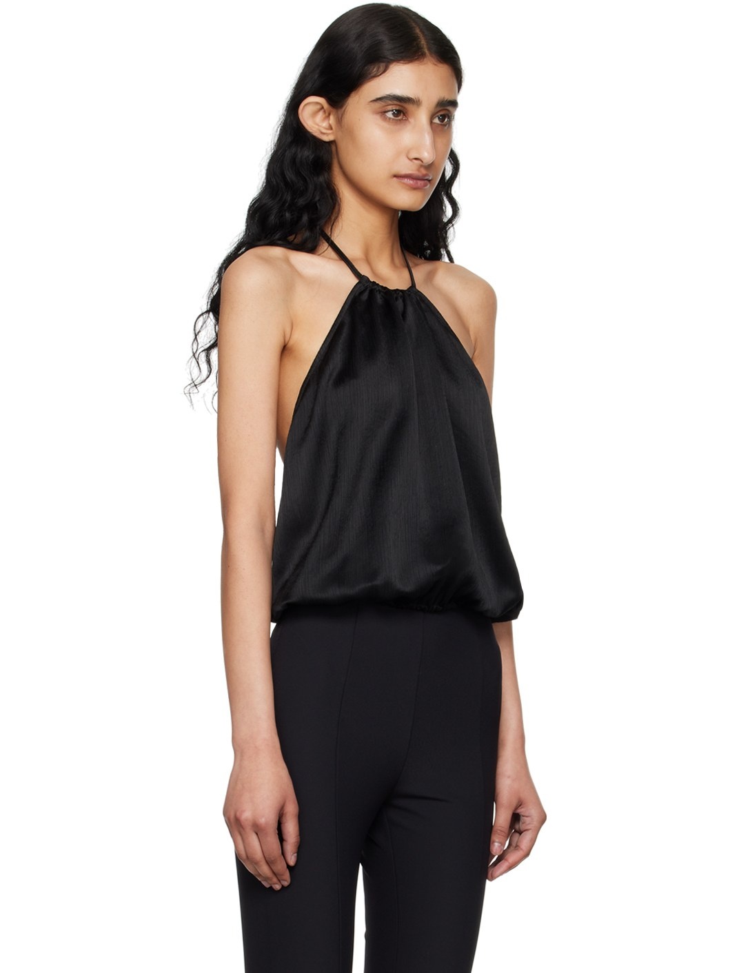 Black Draped Blouse - 2