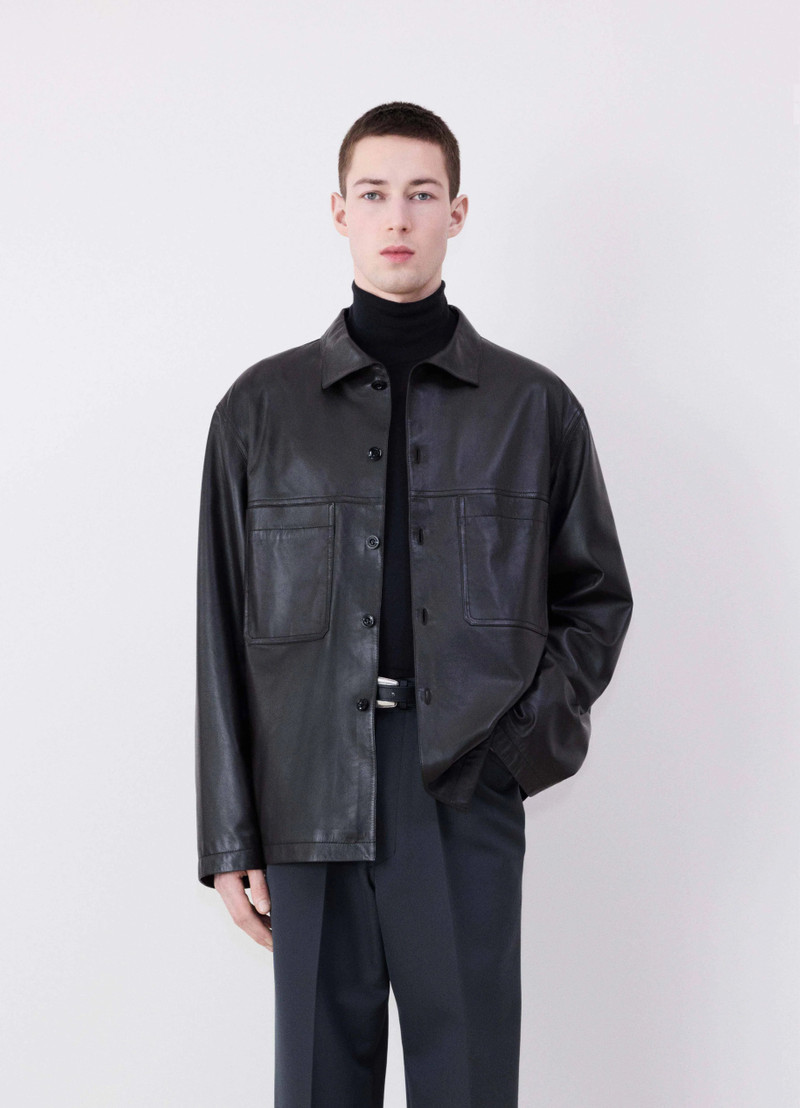 Lemaire LEATHER STAND COLLAR SHIRT outlook