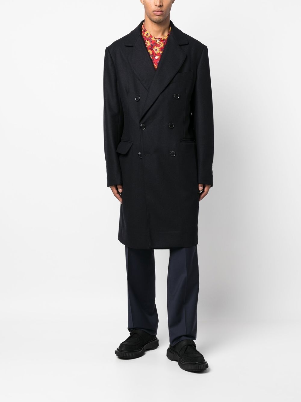 DOUBLE-BREASTED WOOL COAT - 5