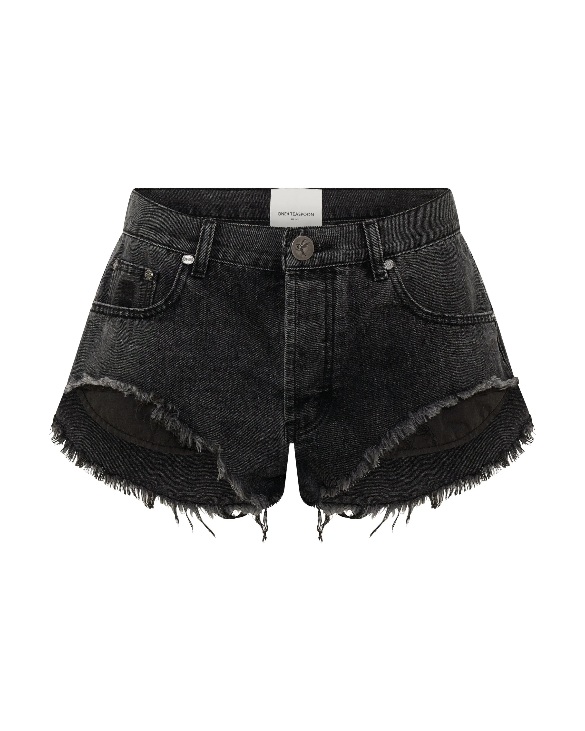 Rollers Low Waist Denim Shorts - Washed Black - 1
