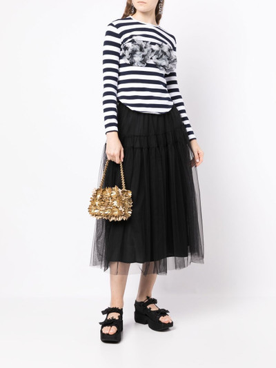 pushBUTTON ruffle striped top outlook