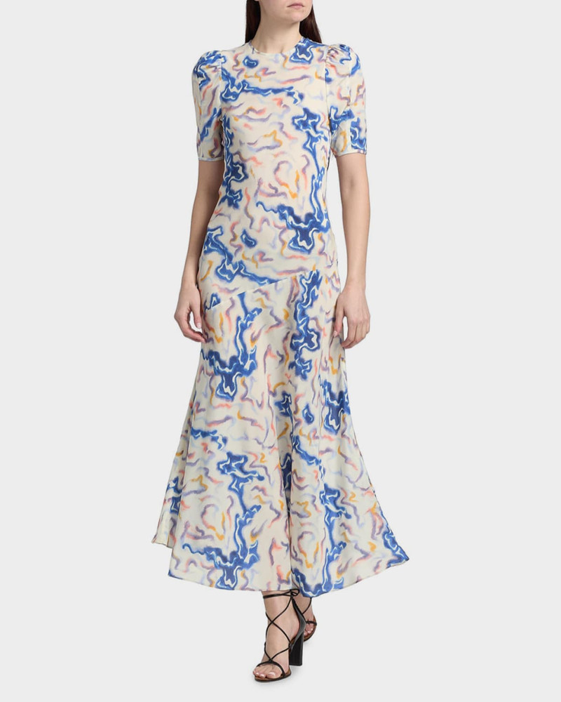 ULLA JOHNSON Samar Short-Sleeve Silk Dress outlook