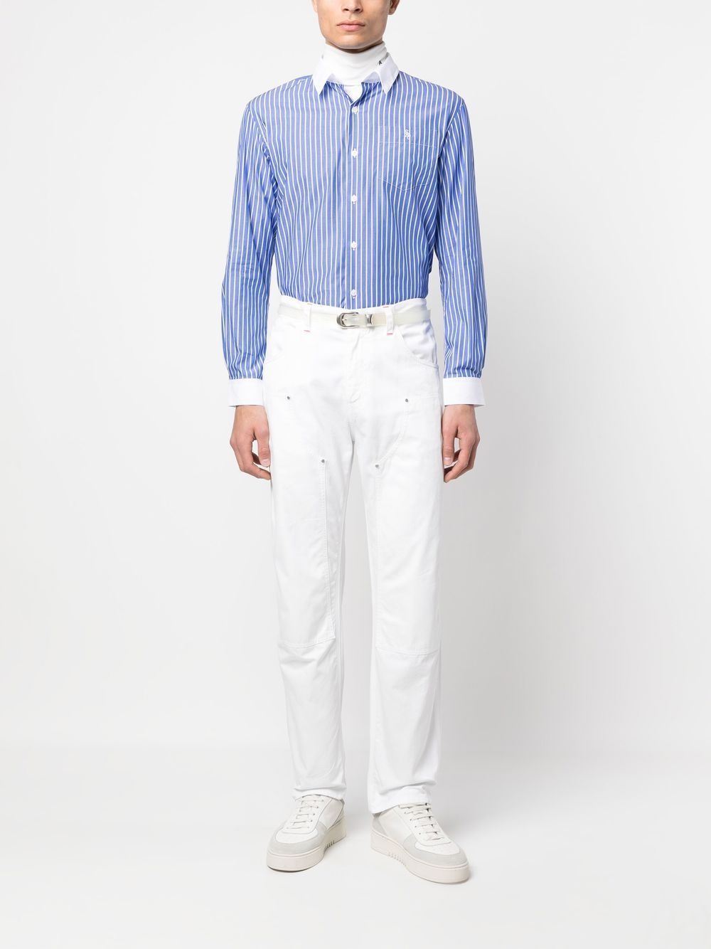 logo-embroidered stripe-print shirt - 2