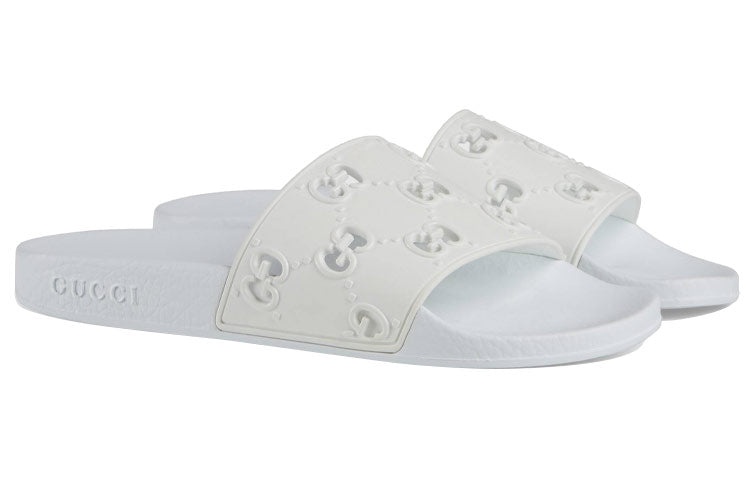 (WMNS) Gucci Rubber GG Slide 'White' 573922-JDR00-9014 - 3