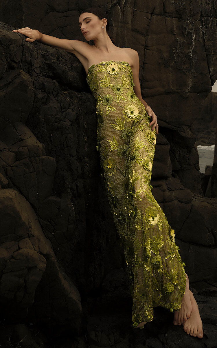 Pierre Embellished Gown lime green - 5