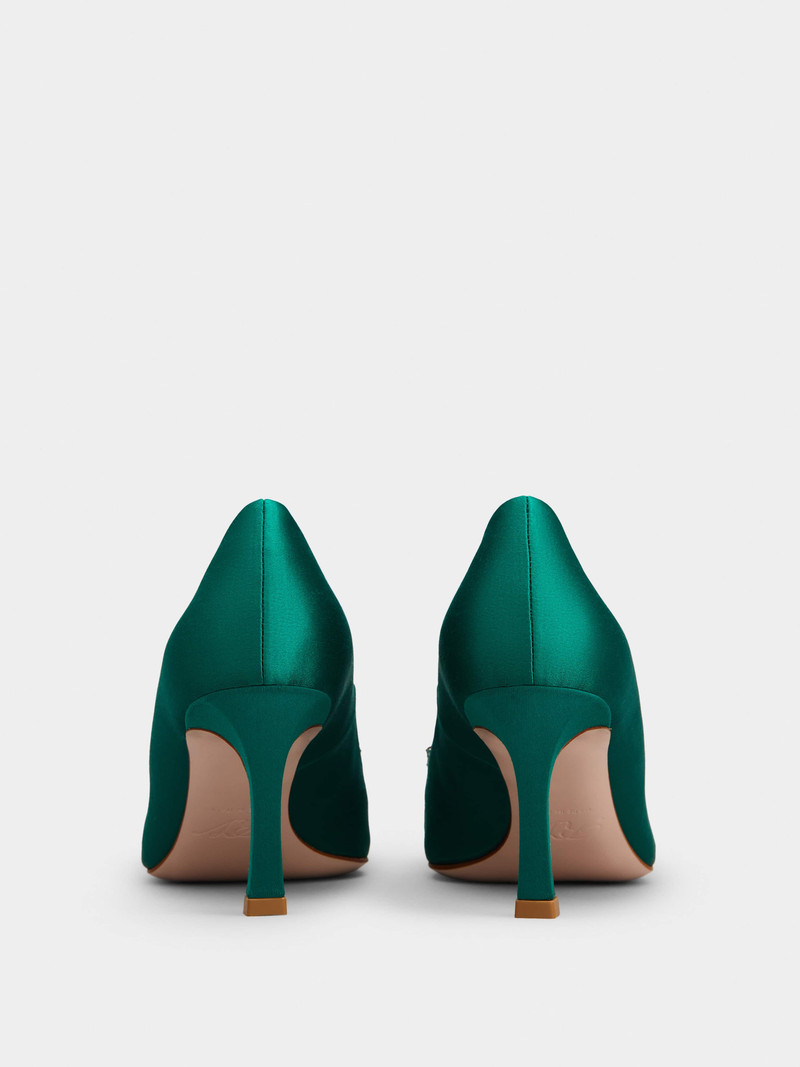 Trompette Crystal Buckle Pumps in Satin 5
