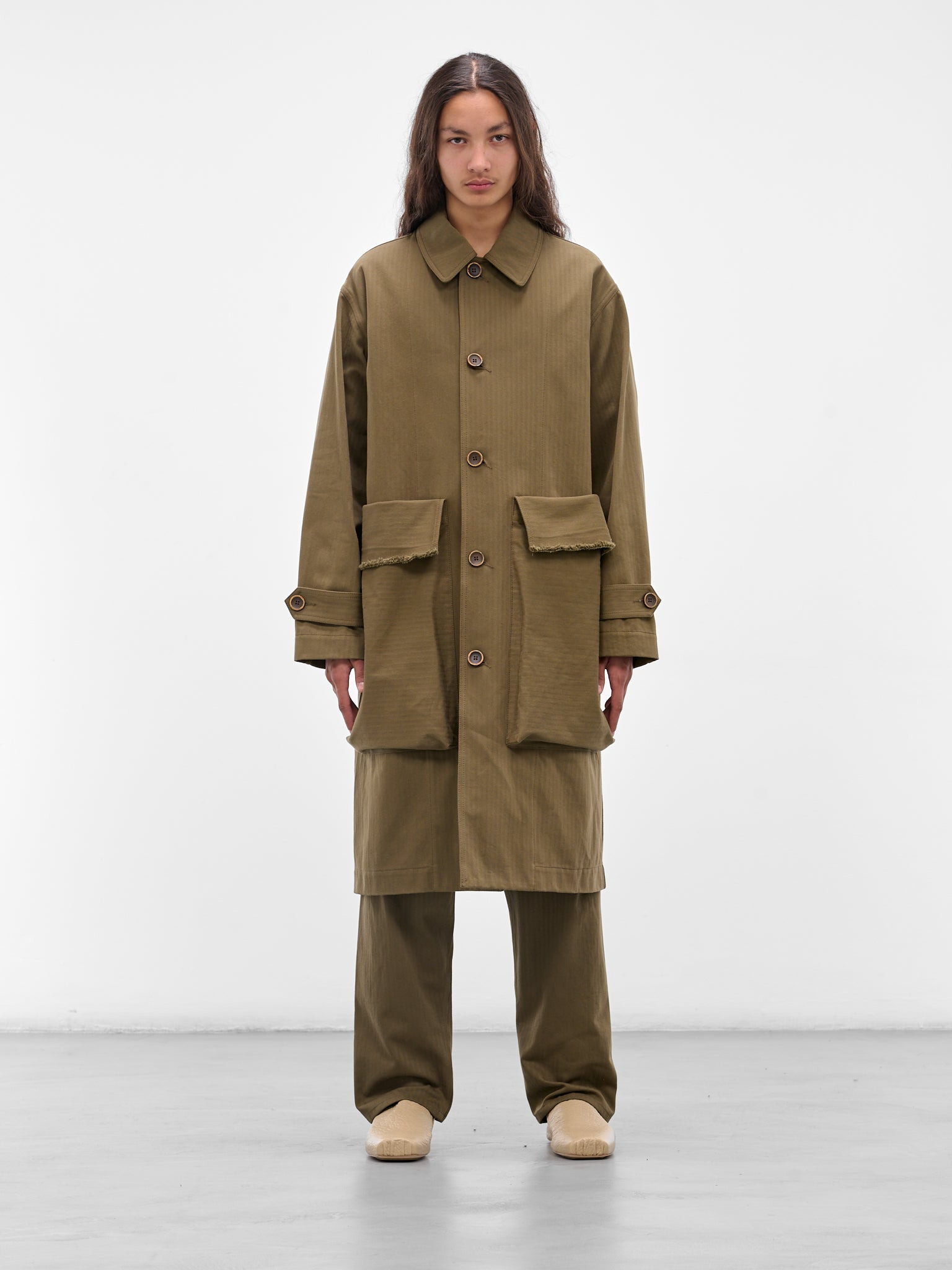 Green Striped Pocket 'Coolly' Coat - 1
