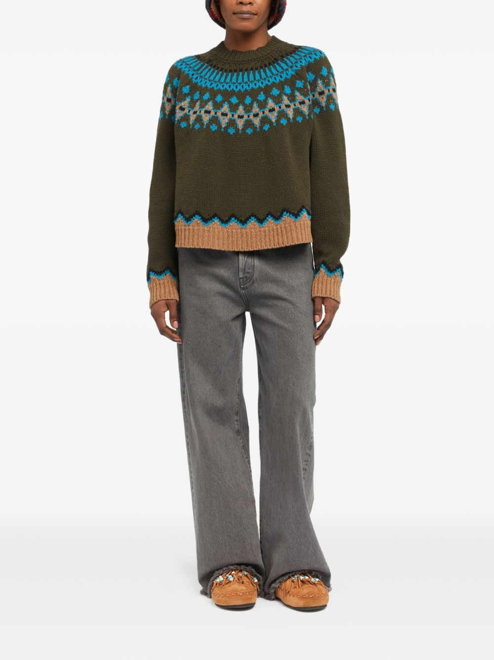 Sweet Winter fair isle pattern wool sweater - 2