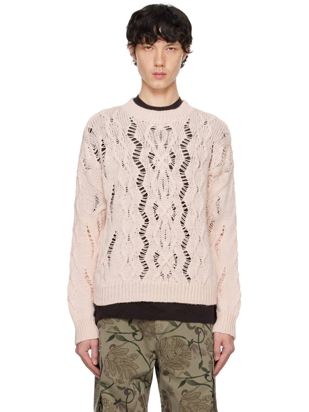 Pink Cable Sonar Roundneck Sweater - 1