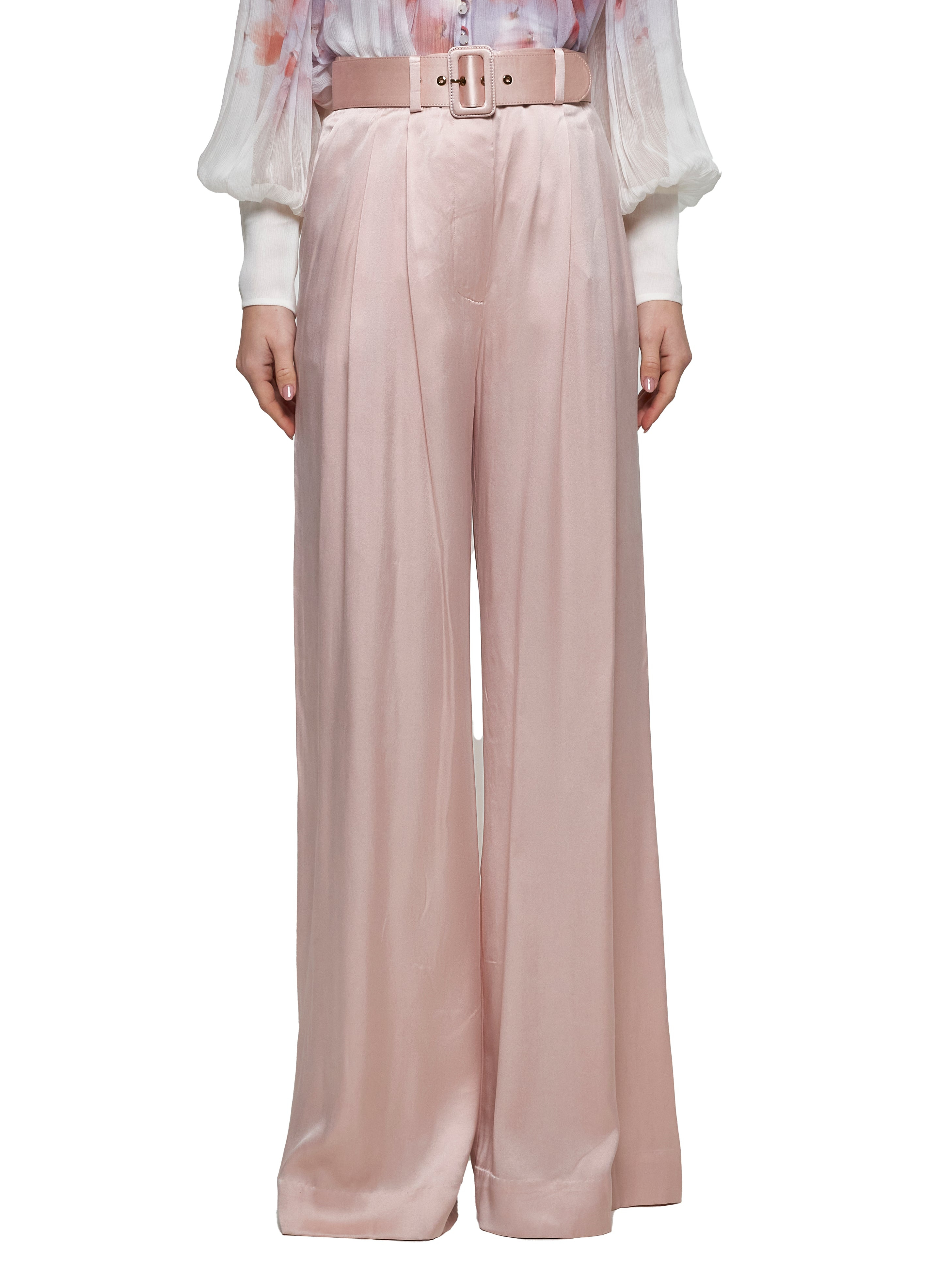 Zimmermann Women Pink Silk Tuck Pants - 3