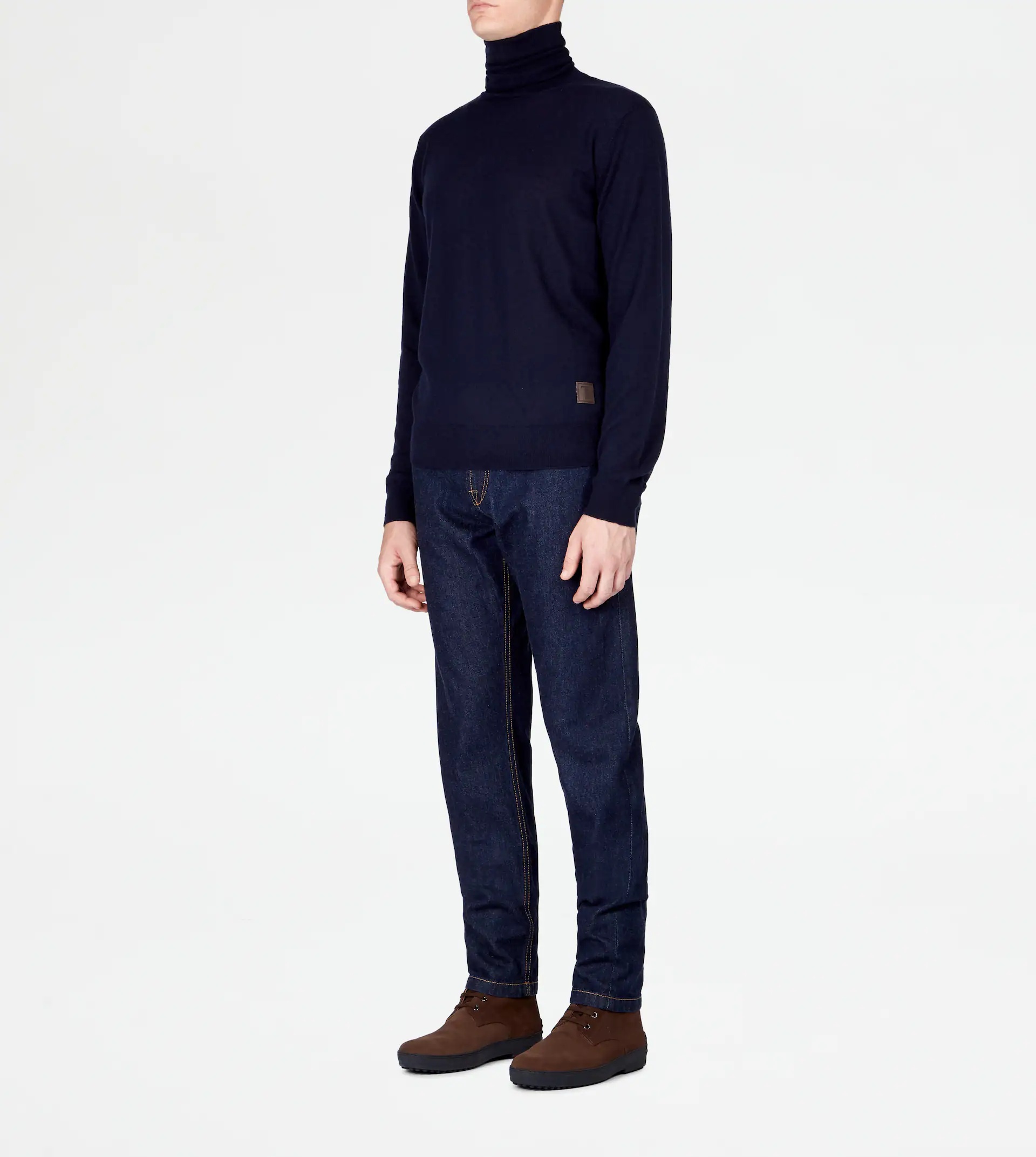 HIGH NECK JUMPER IN CASHMERE - BLUE - 2