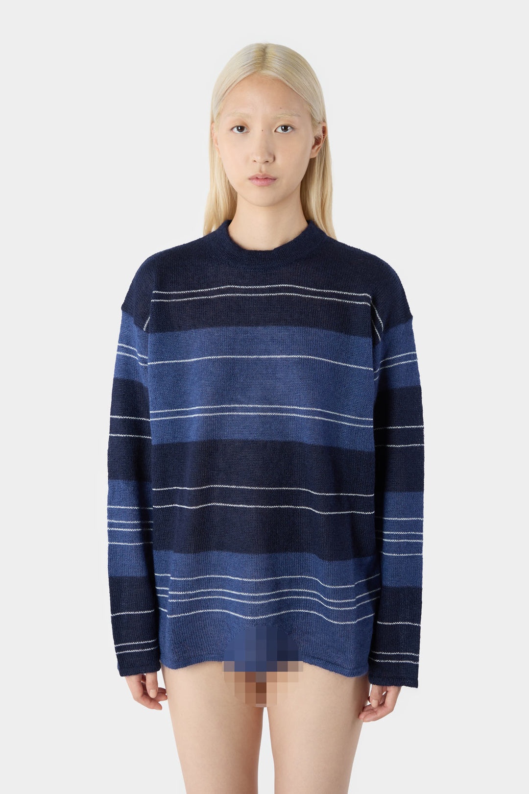 MOHAIR CREWNECK JUMPER / blue & dark blue stripes - 2