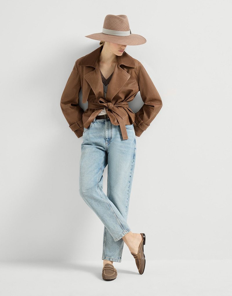 Brunello Cucinelli Sparkling net mules in leather outlook