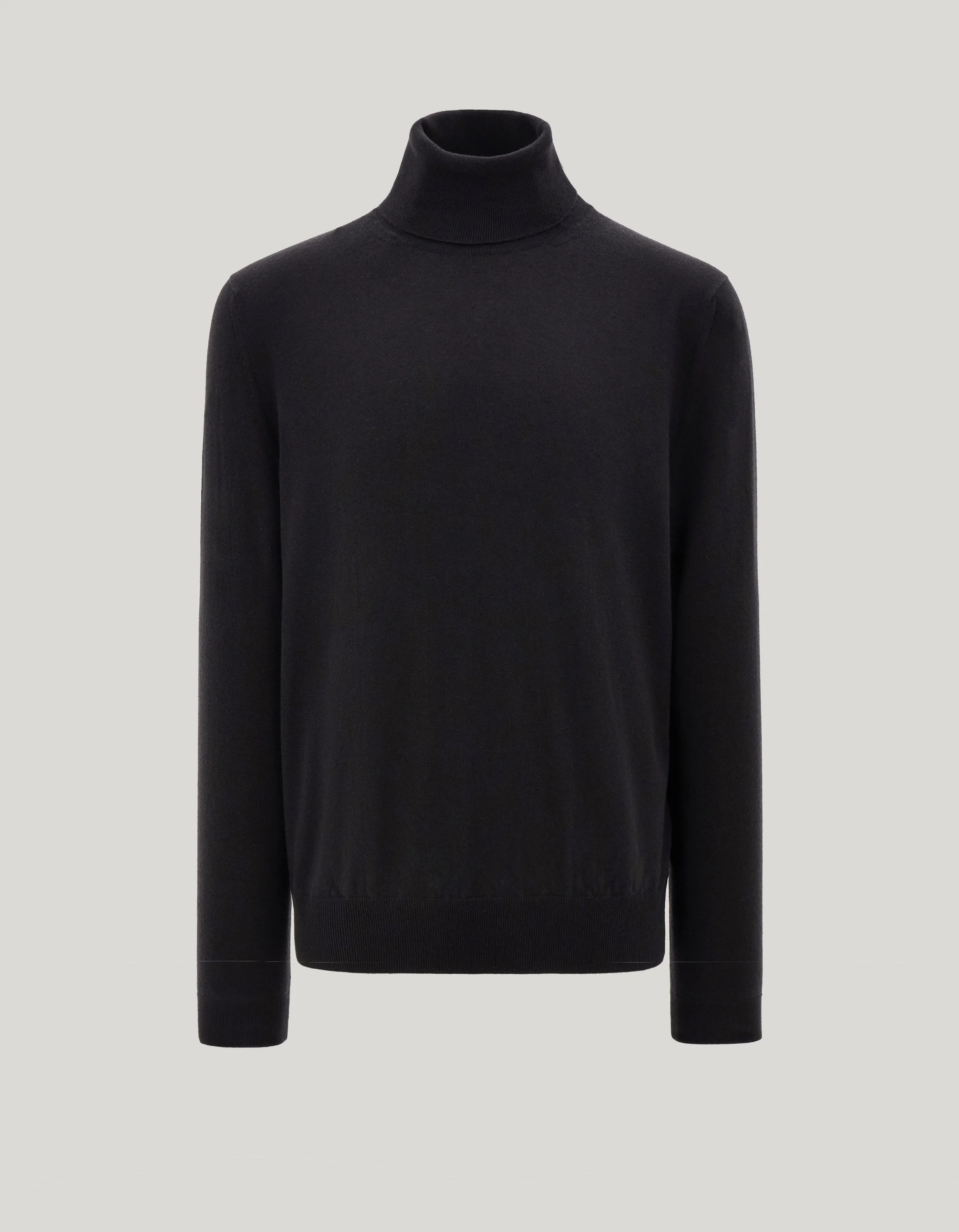 BLACK GARMENT-DYED PURE CASHMERE TURTLENECK - 1
