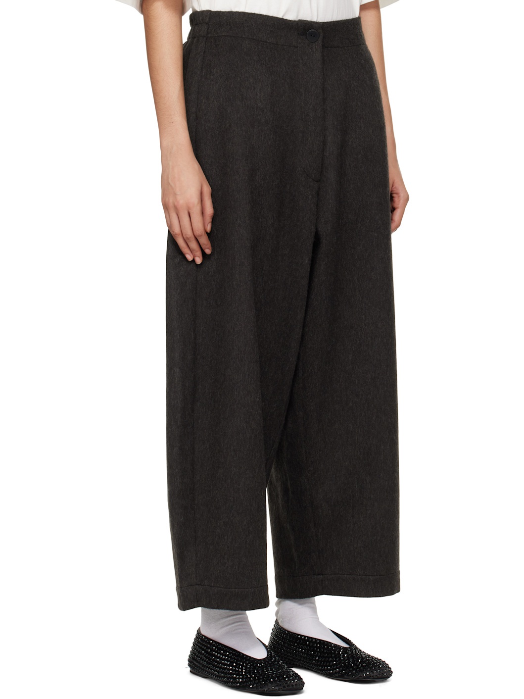 Brown Wool Curved Trousers - 2