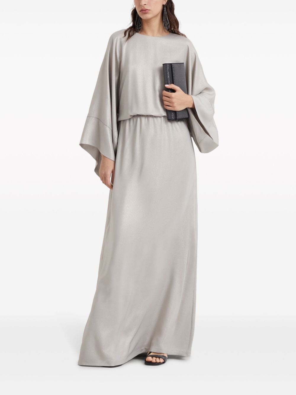 wide-sleeves silk maxi dress - 2