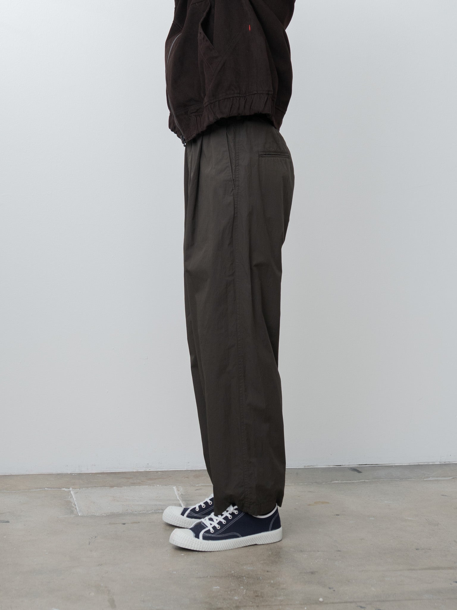 Shrink Cotton Lawn Loose Fit Pants - Dark Brown - 13