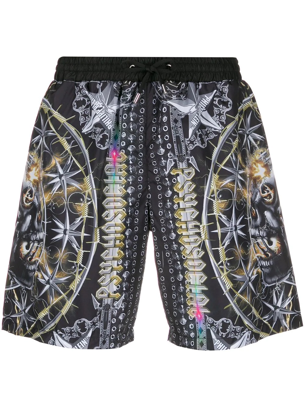 mixed pattern drawstring swim shorts - 1