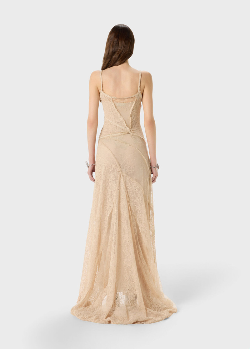 LONG DRESS IN MIXED LACE WITH PATCH EFFECT 3