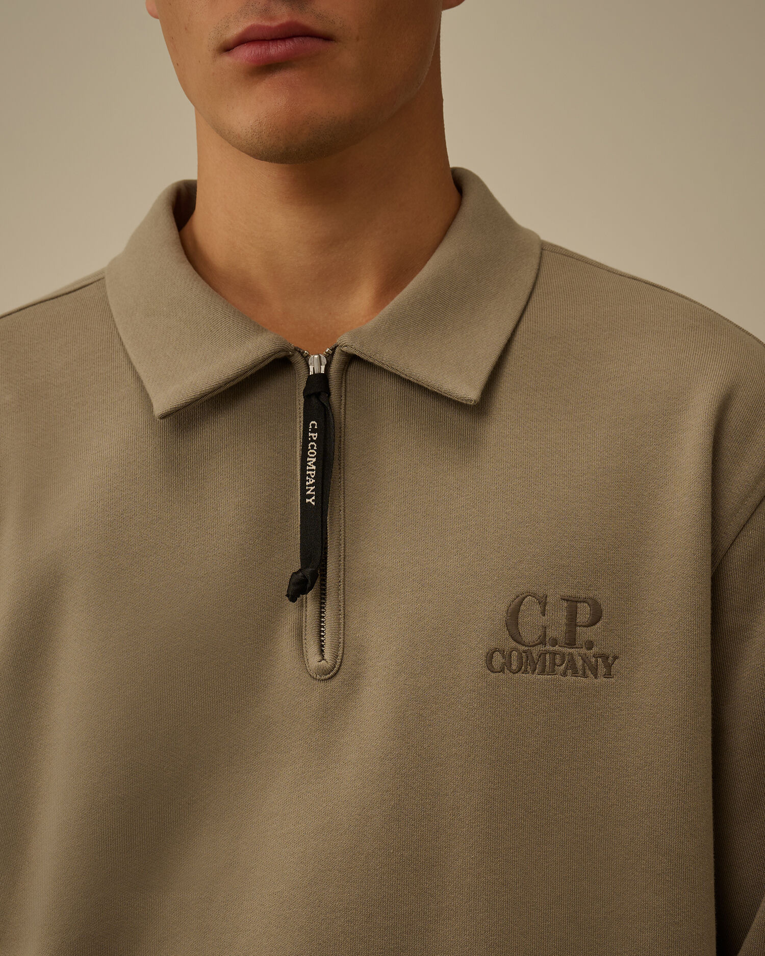 Diagonal Raised Fleece Half Zip Sweatshirt - 5