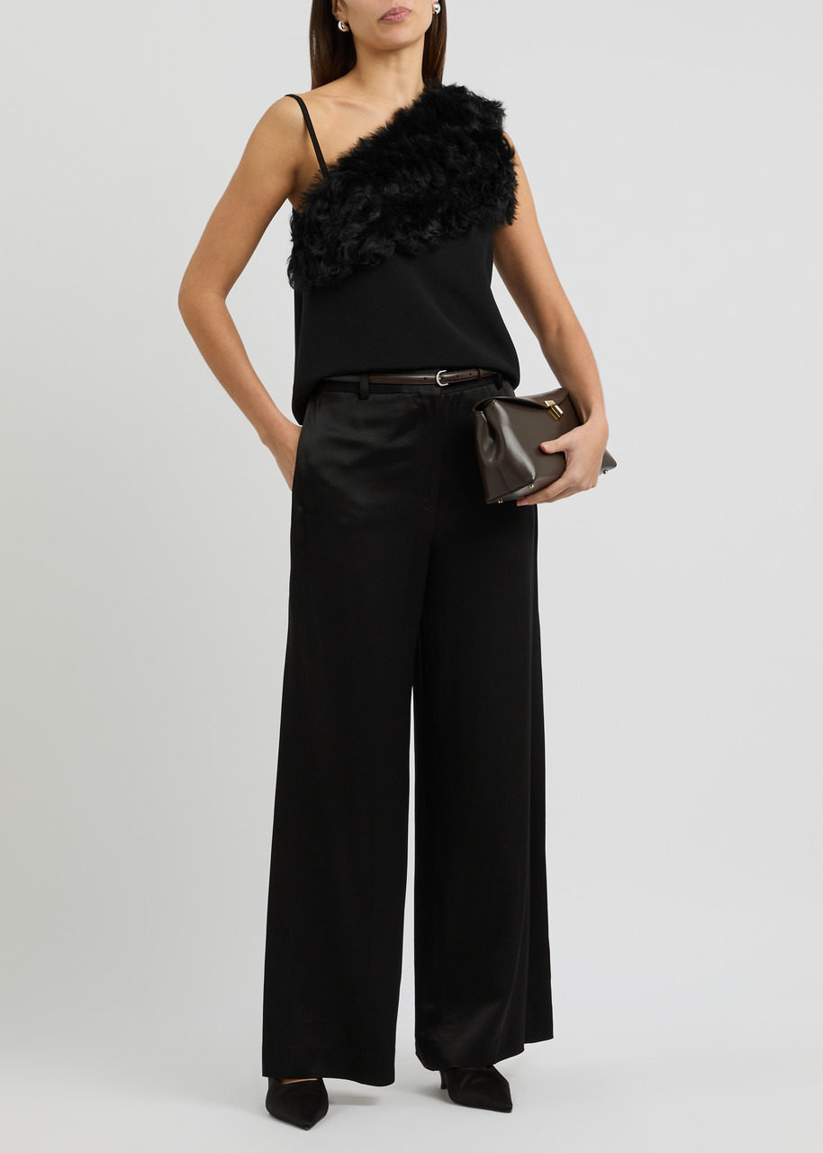 Toteme One-shoulder Shearling and Woven top - 4