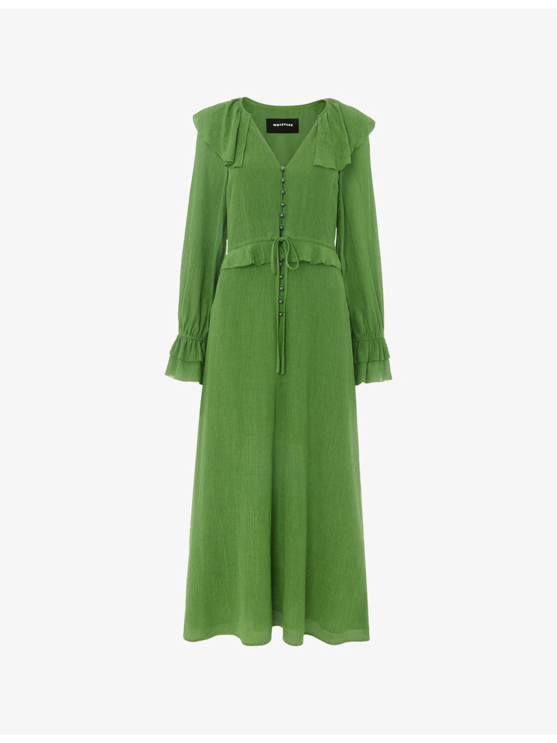 Frilled Ruffled Woven Midi Dress 1