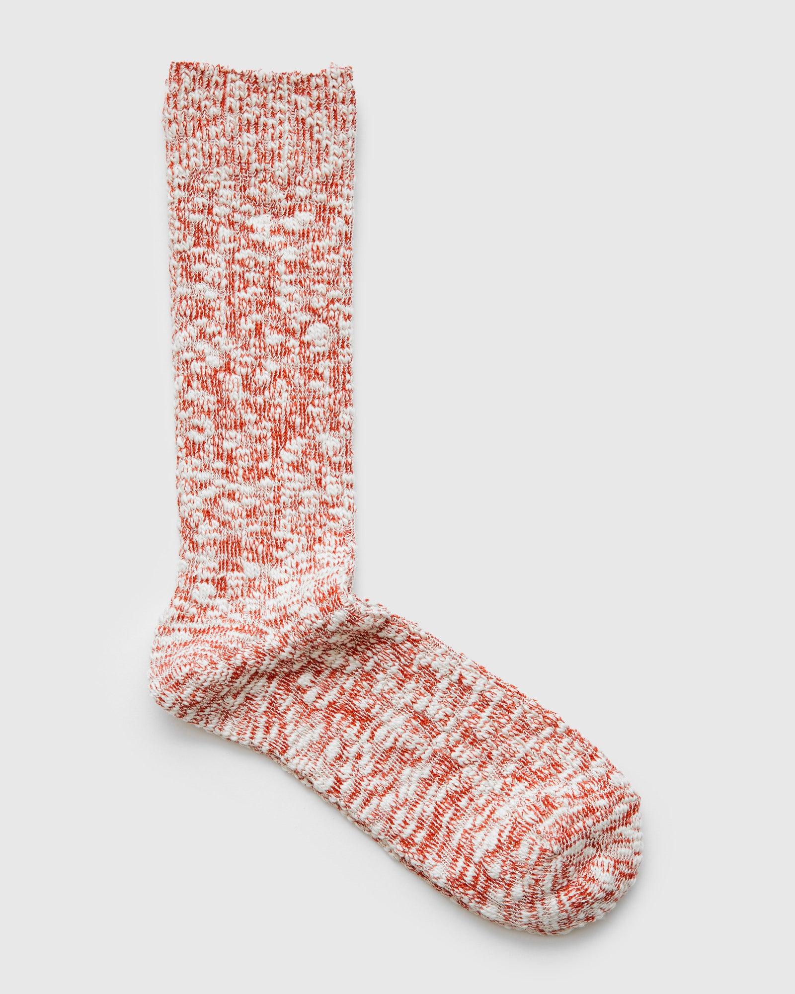 Light Slub Crew Sock in Teracotta - 2
