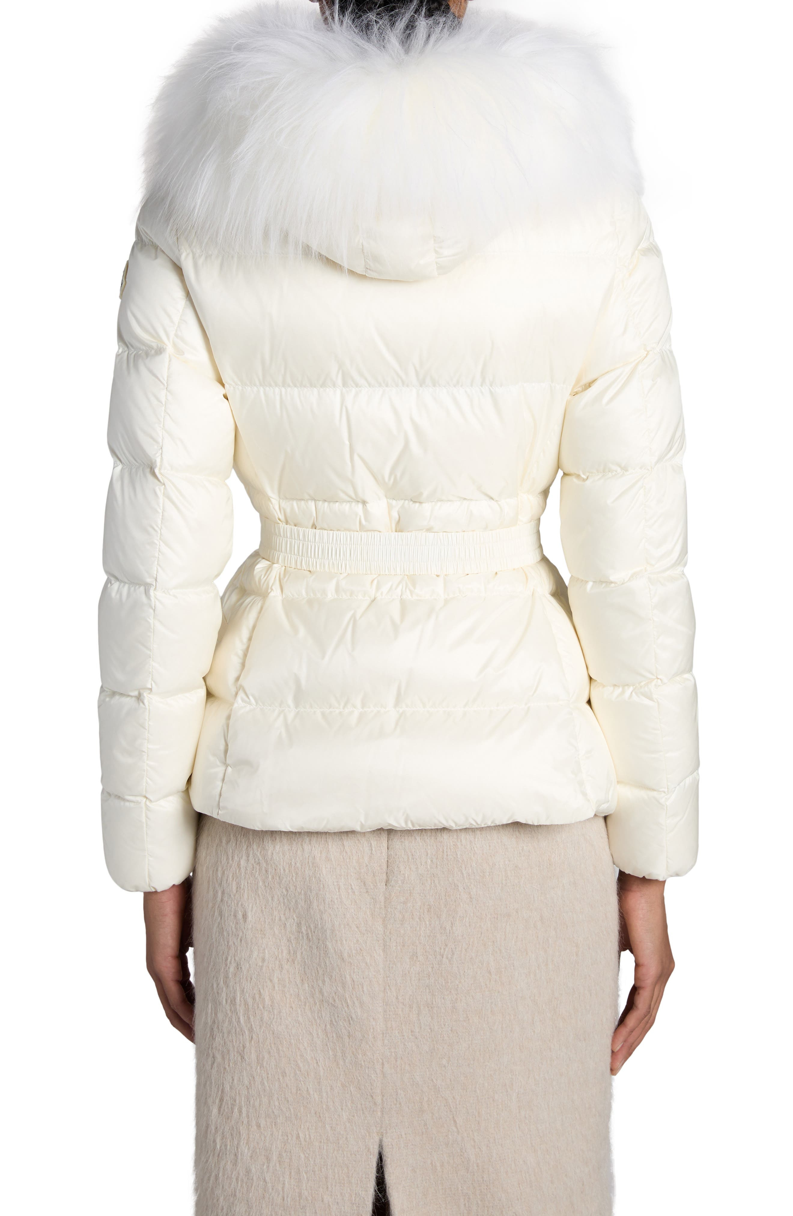 Moncler Boed Down Puffer Jacket with Genuine Shearling Trim in White at Nordstrom - 3