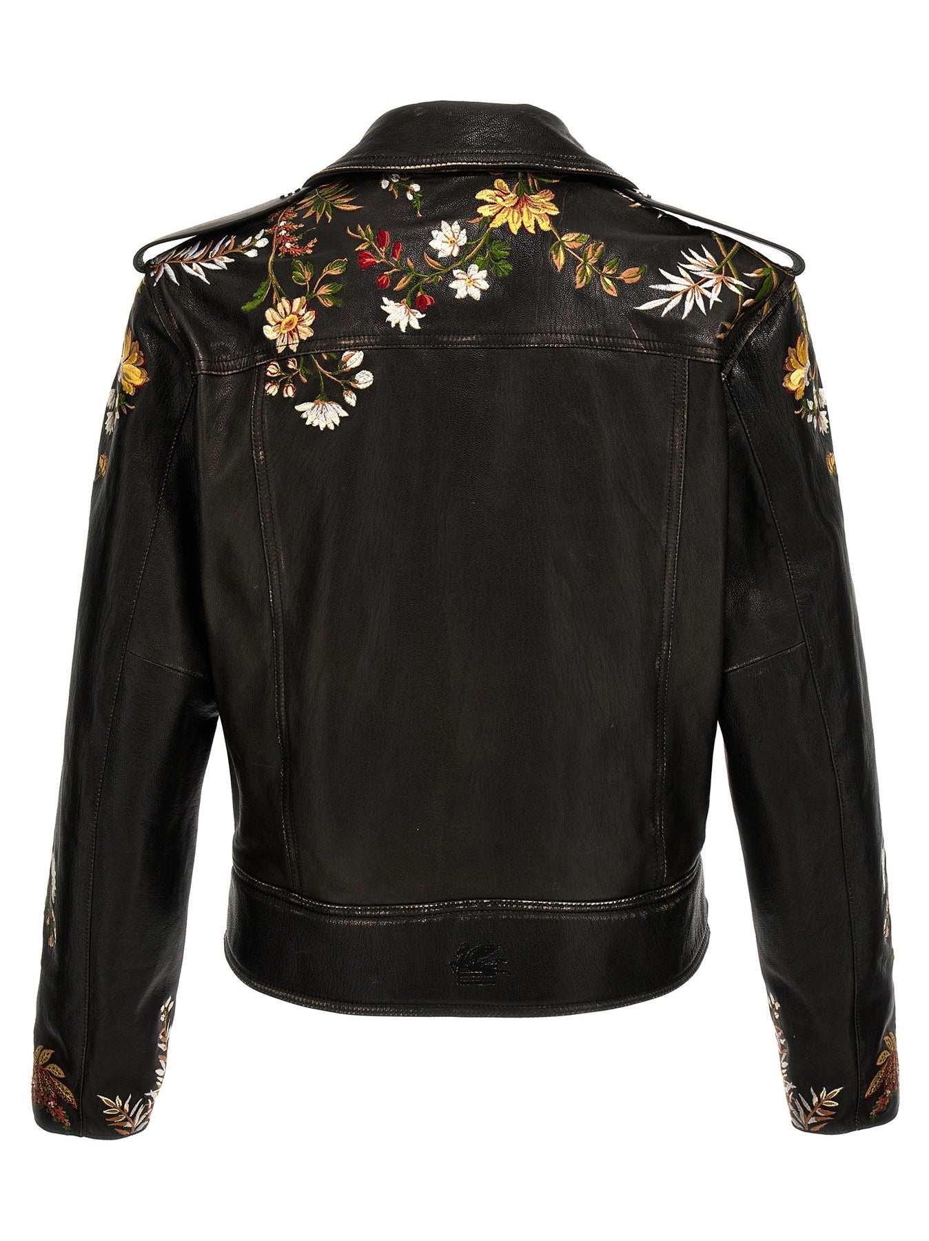 Nail Floral Embroidery Casual Jackets, Parka Black - 3