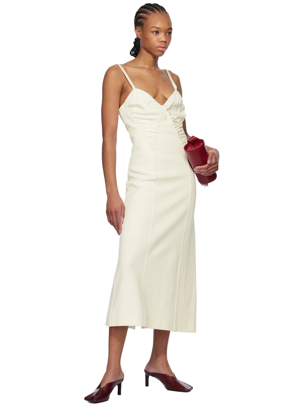 Off-White Sleeveless Midi Dress - 4
