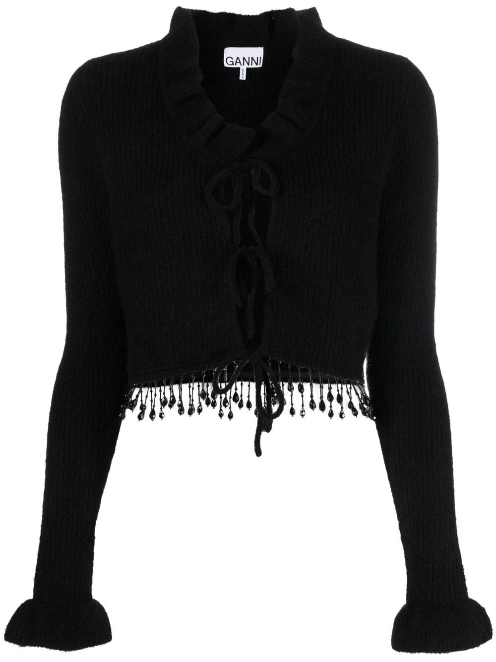 beaded fringe knitted cardigan - 1