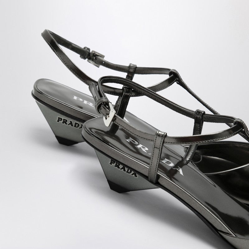 Prada Anthracite Grey Patent Leather Slingback Pumps Women - 4