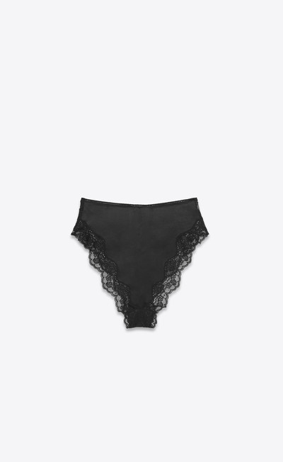SAINT LAURENT high-rise panties in stretch silk satin and lace outlook