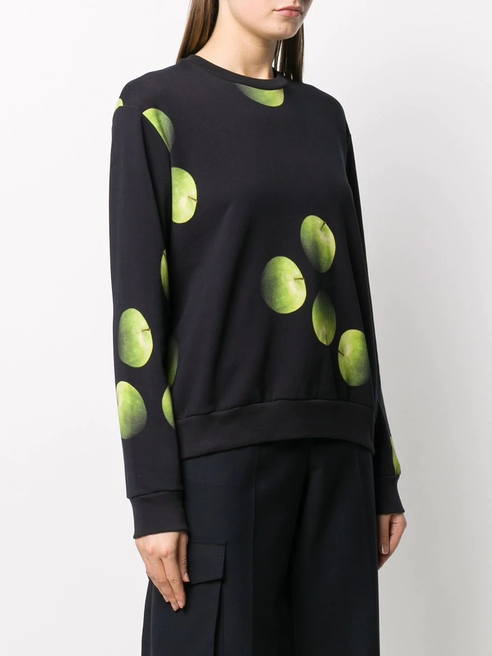 apple print sweatshirt - 3