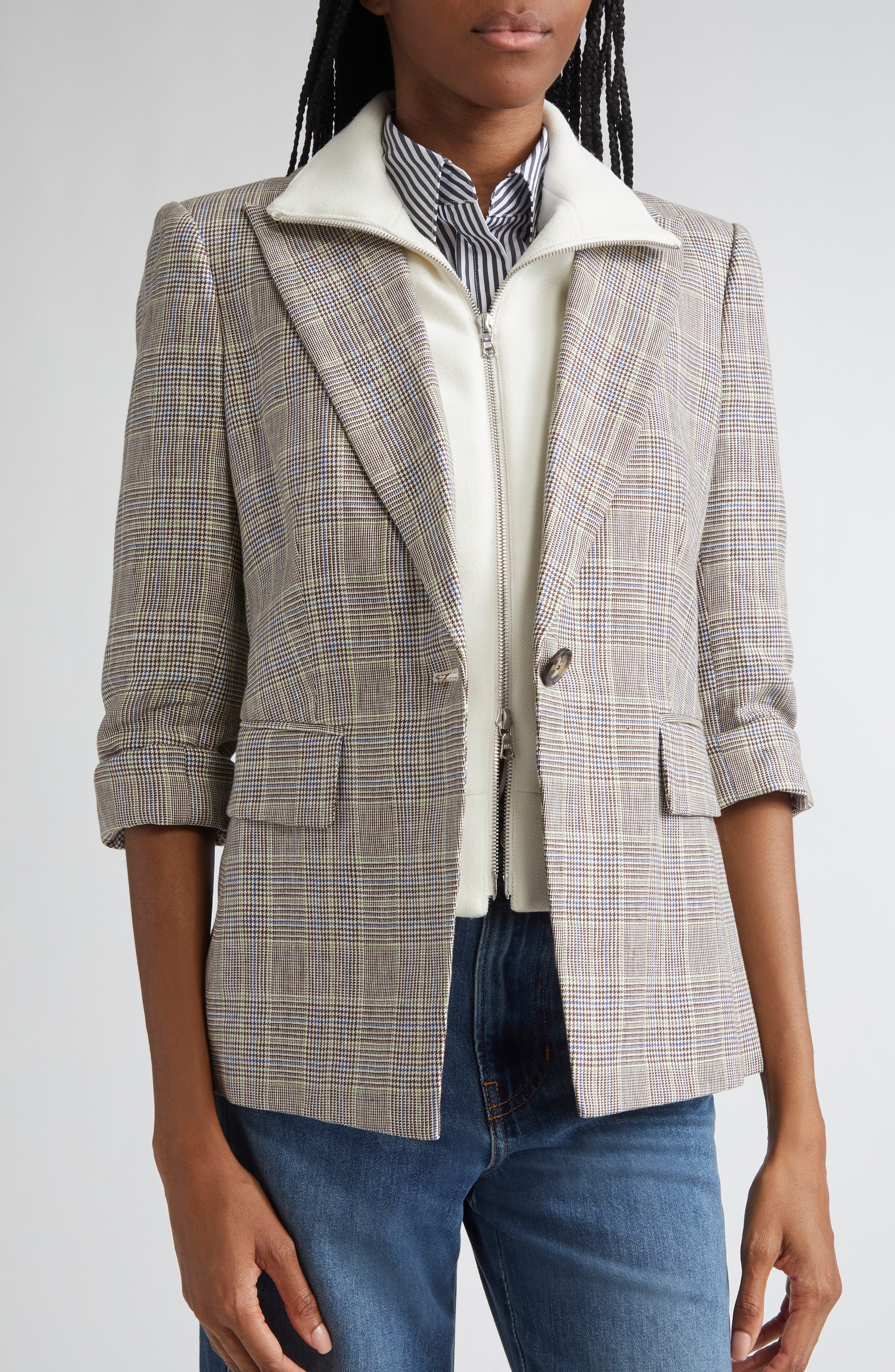 Veronica Beard Obie Linen Dickey Jacket in Off White Multi at Nordstrom - 4