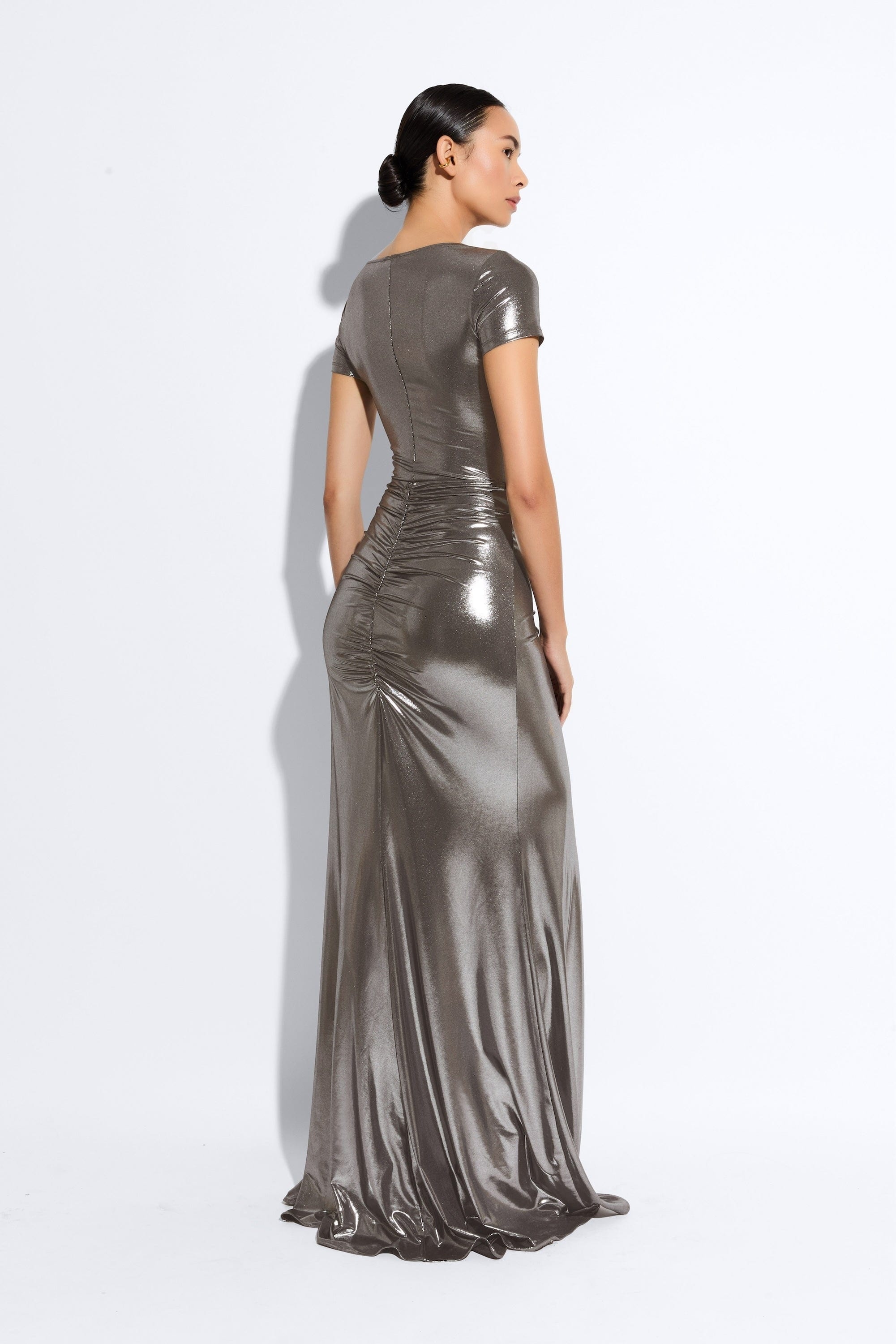 Coated Jersey Ruched Maxi Skirt - 3