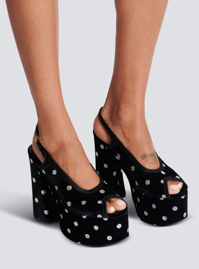 Balmain Cam sandals in velvet with polka dots outlook