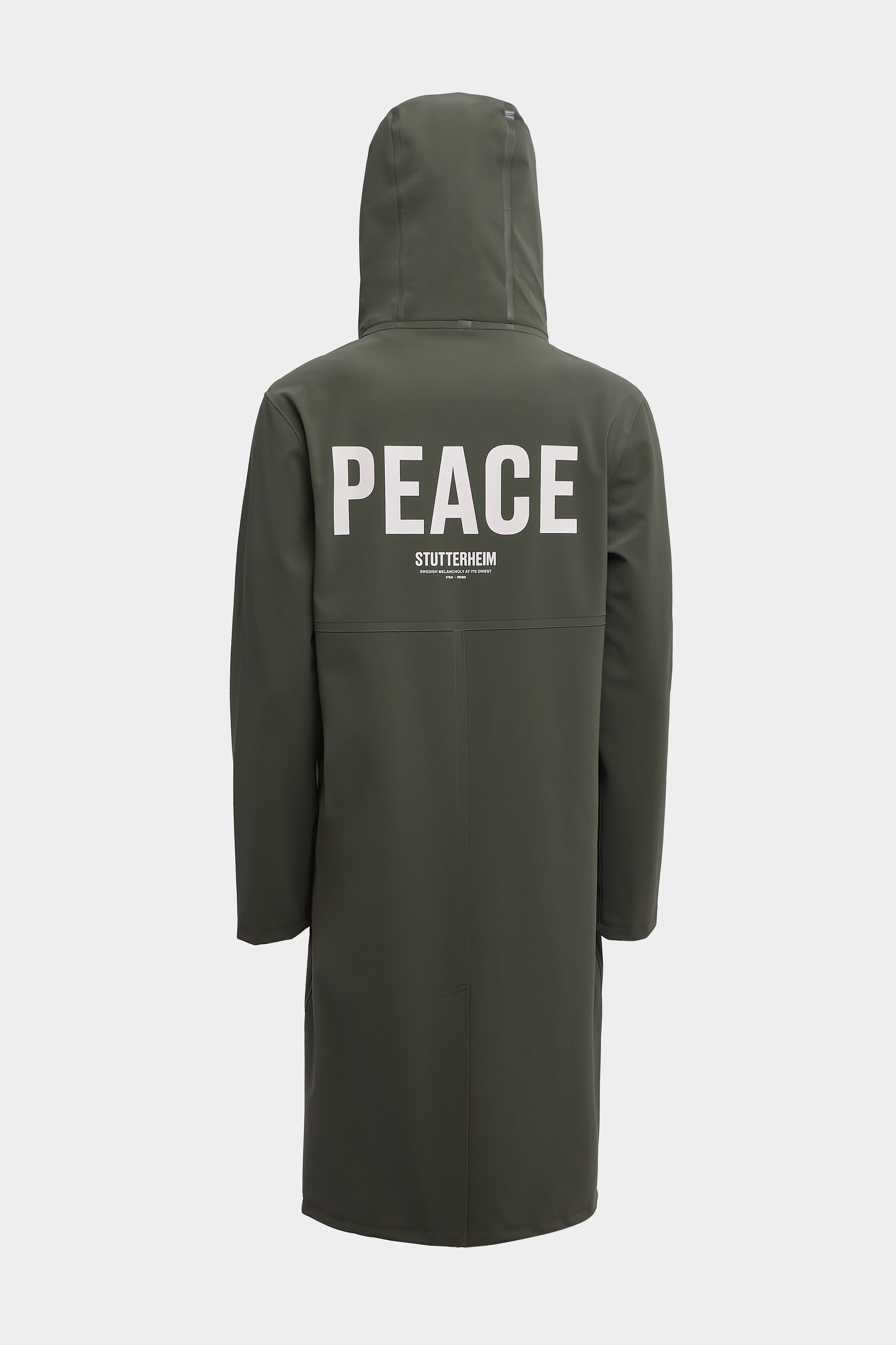 Stockholm Long Matte Print Raincoat Dark Green - 6