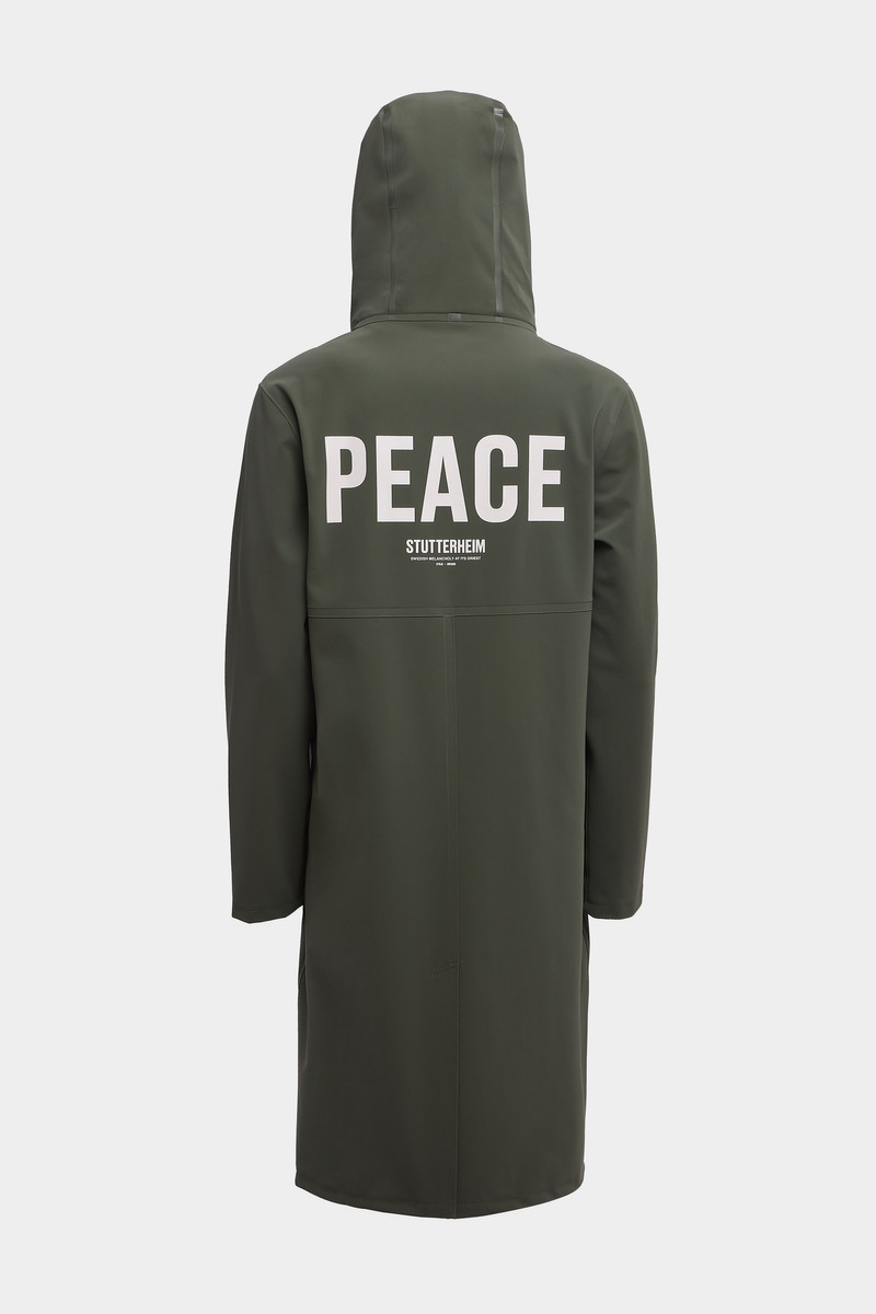 Stockholm Long Matte Print Raincoat Dark Green 6