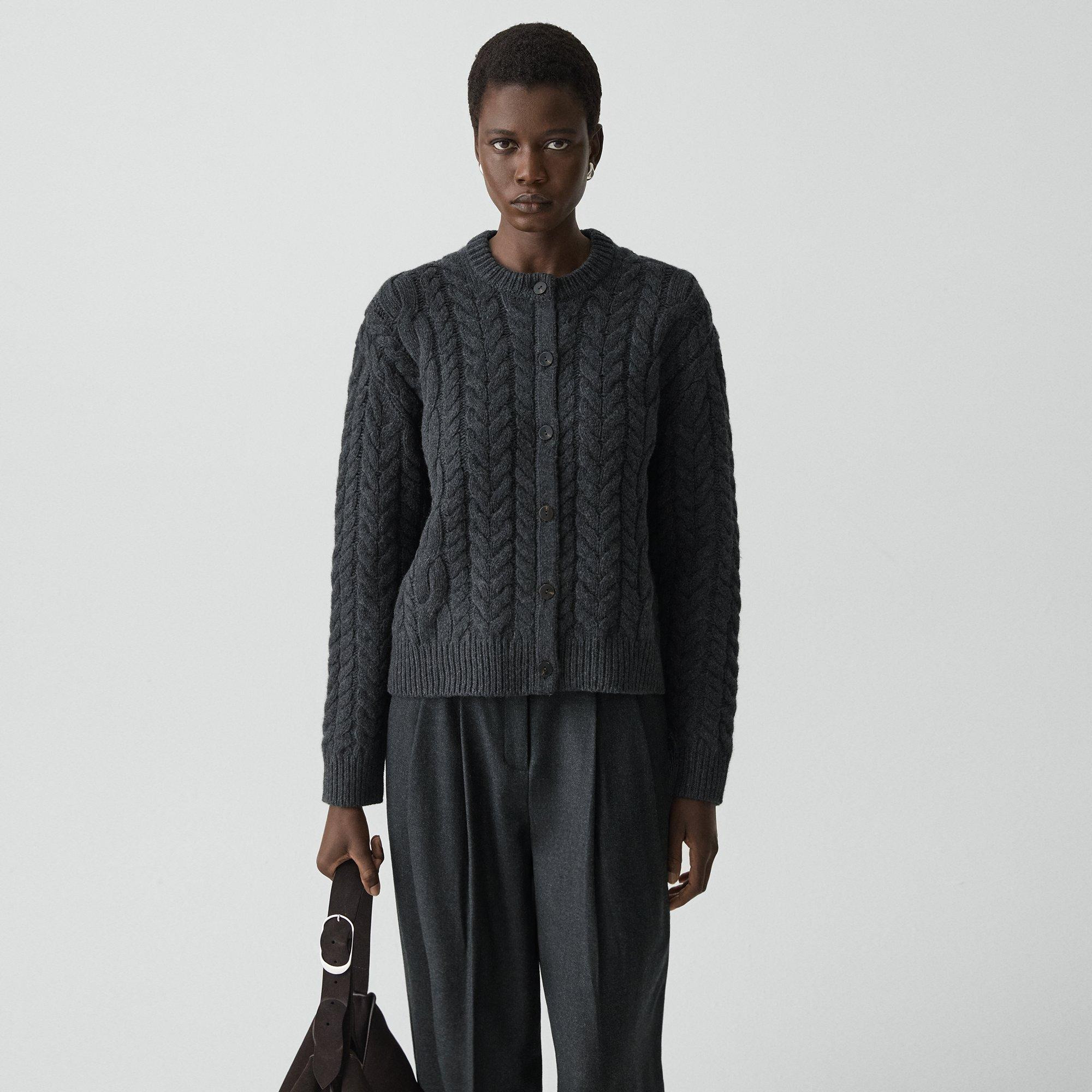 Cable-Knit Cardigan in Felted Wool-Cashmere - 3