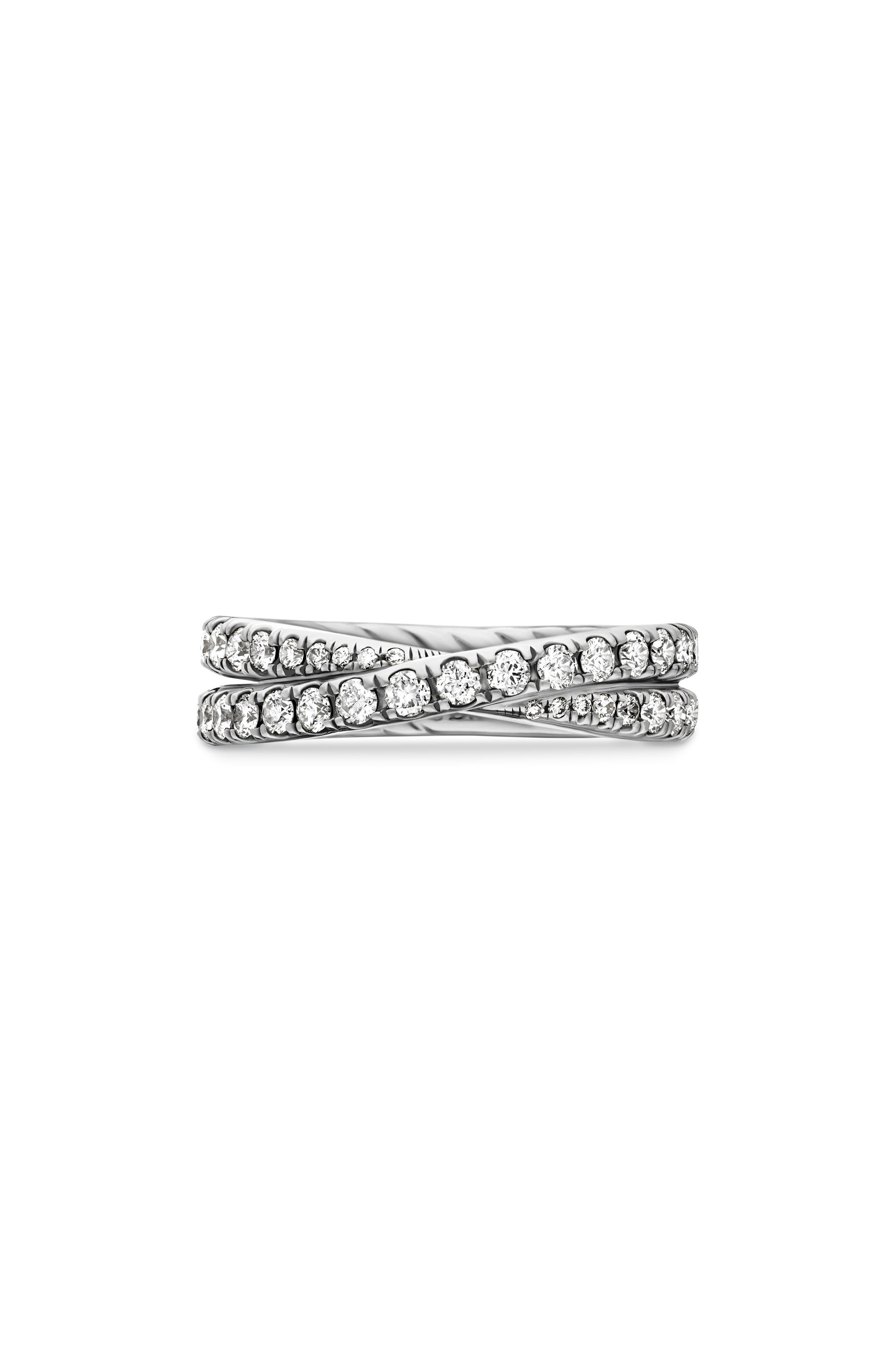 David Yurman DY Crossover® Band Ring with Diamonds in Platinum at Nordstrom - 6