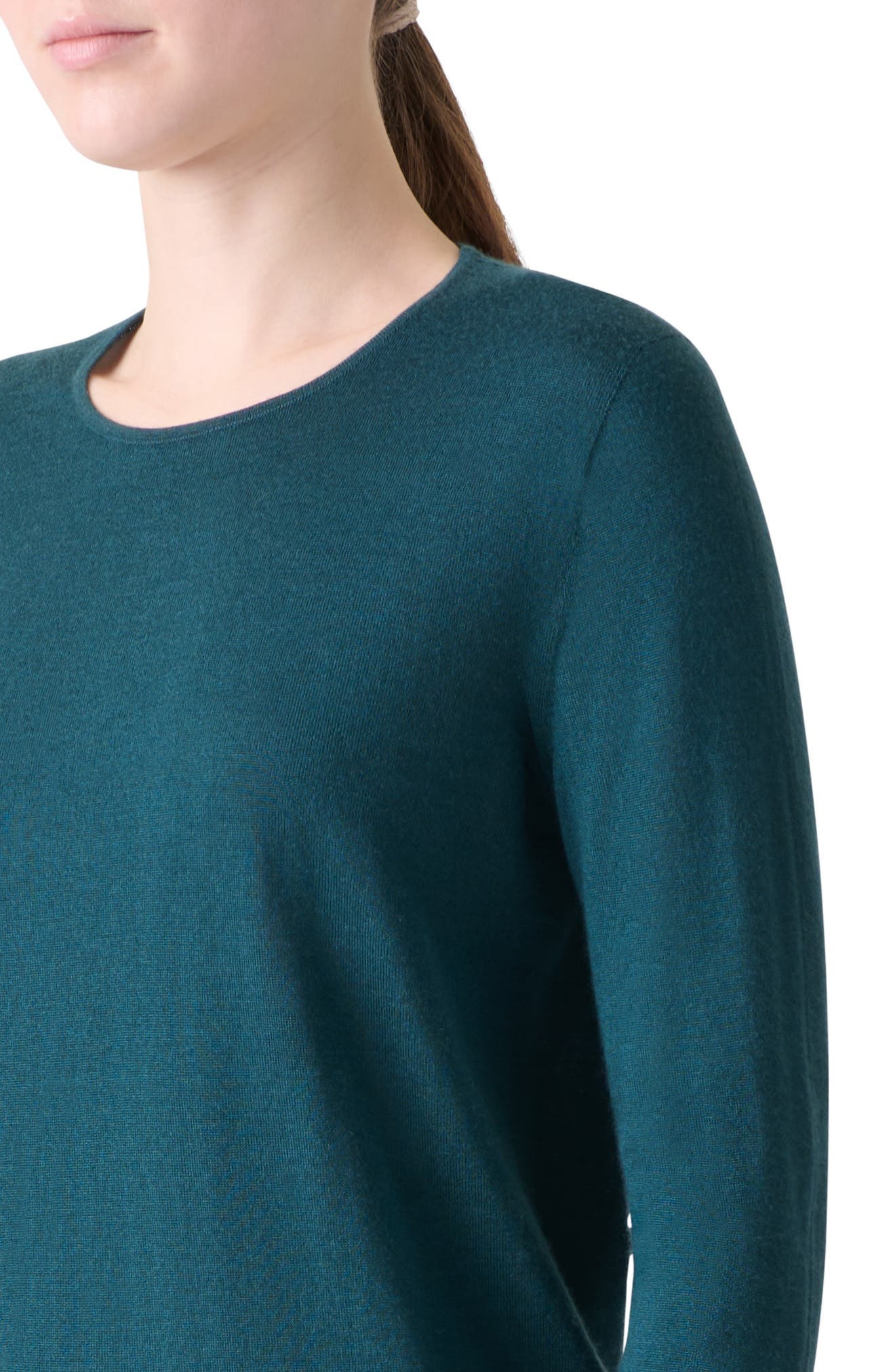 Akris Fine Guage Cashmere & Silk Crewneck Sweater in River Green at Nordstrom - 4