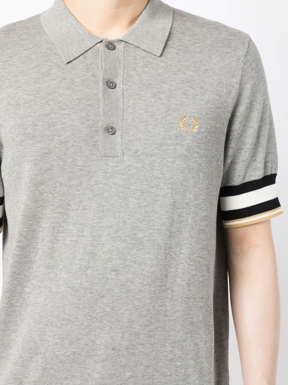 embroidered-logo fine-knit polo shirt - 2