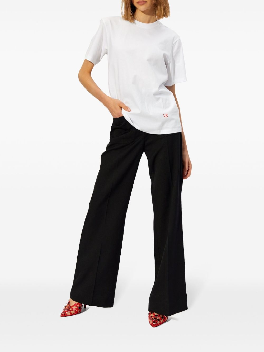 logo-embroidered cotton T-shirt - 2