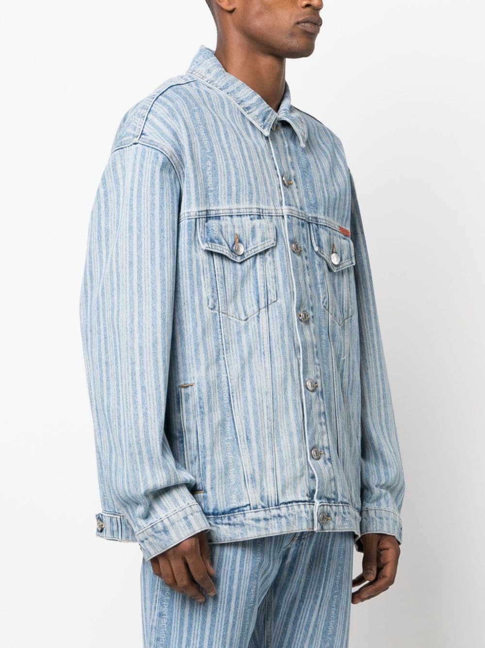 striped denim jacket - 3