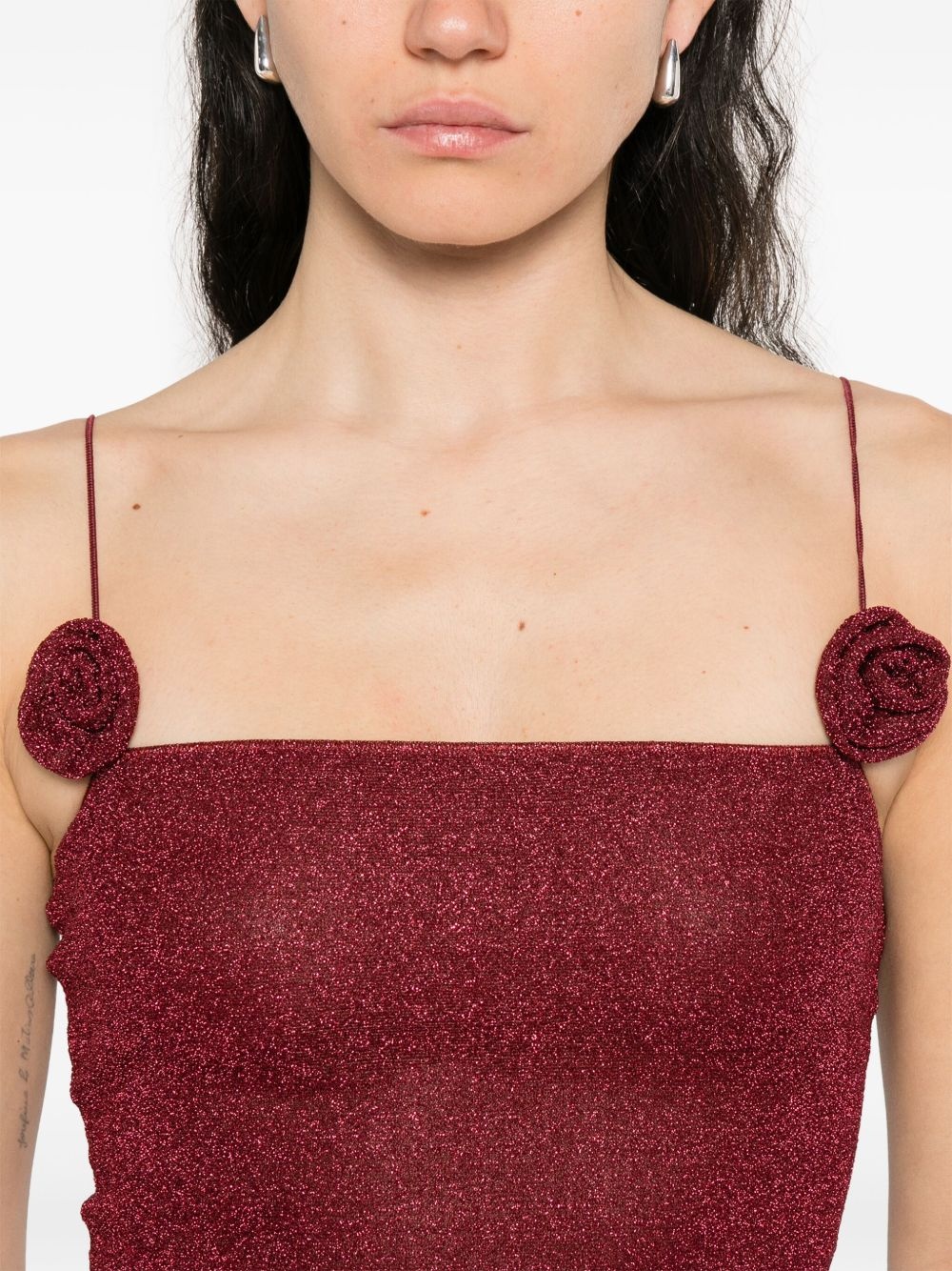 rose-appliqué mini dress - 5
