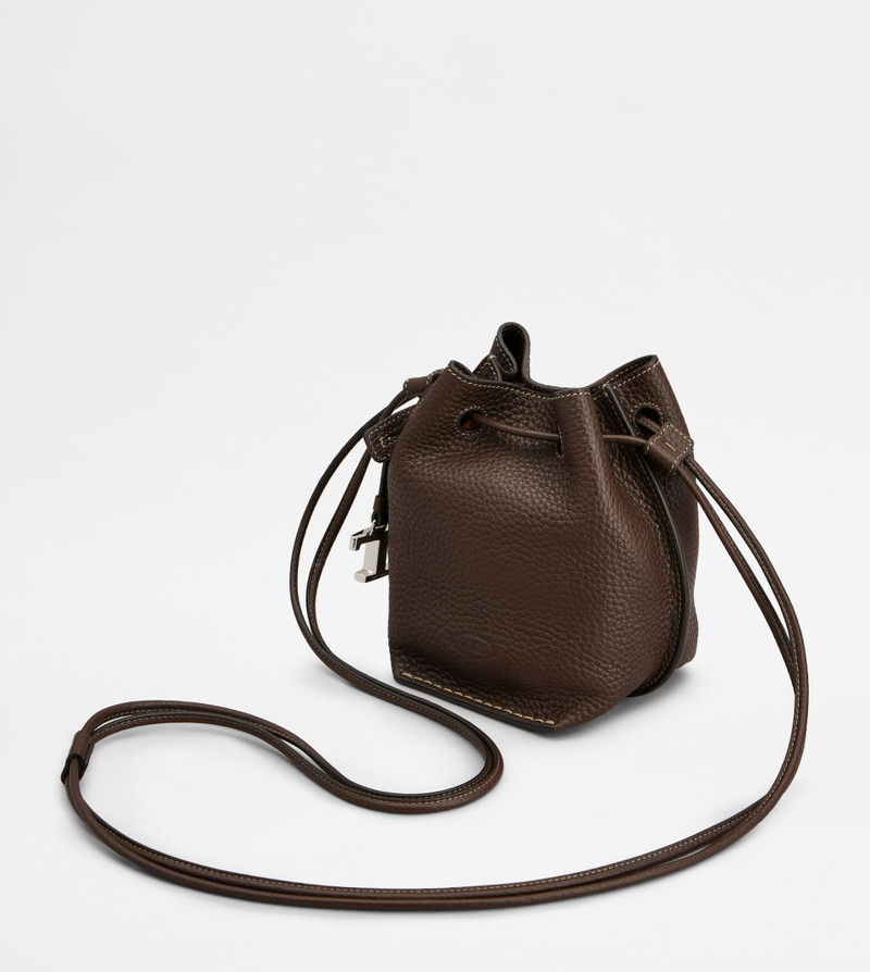 BUCKET BAG IN LEATHER MICRO - BROWN 6