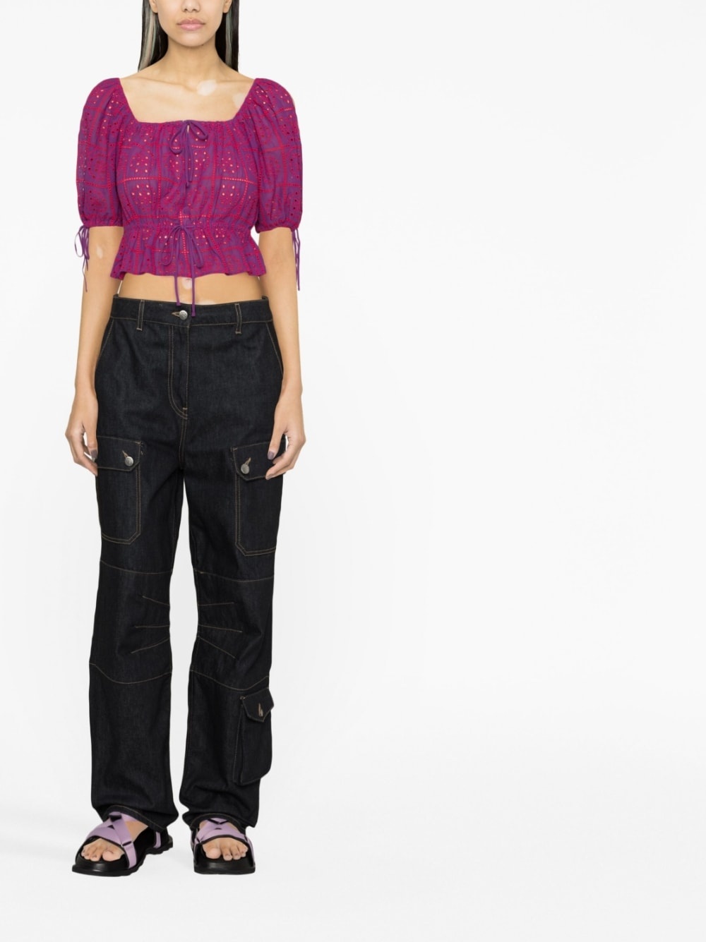 broderie anglaise crop top - 2