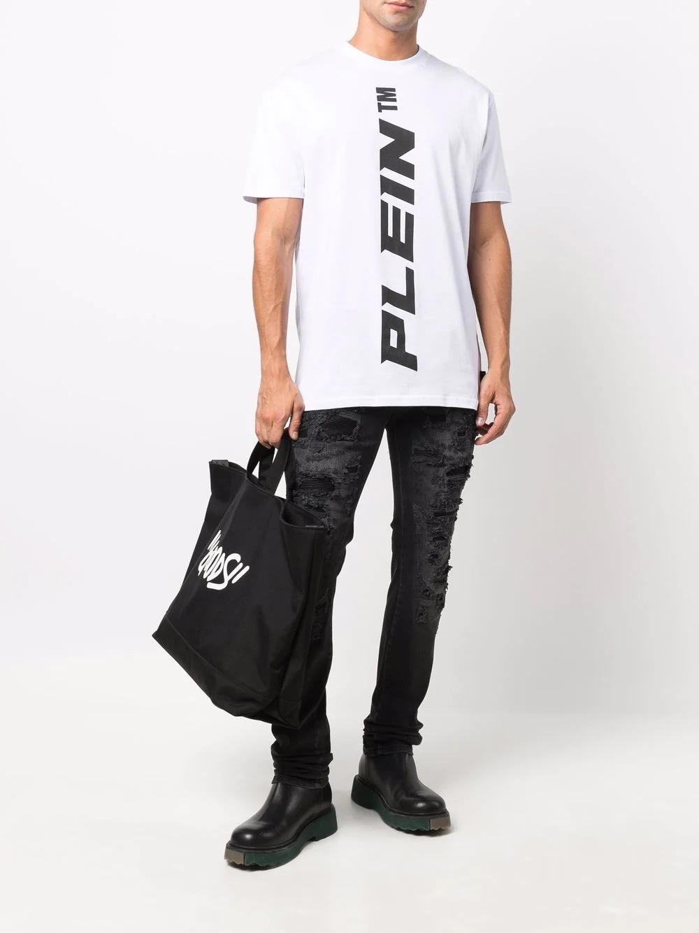 vertical logo print T-shirt - 2