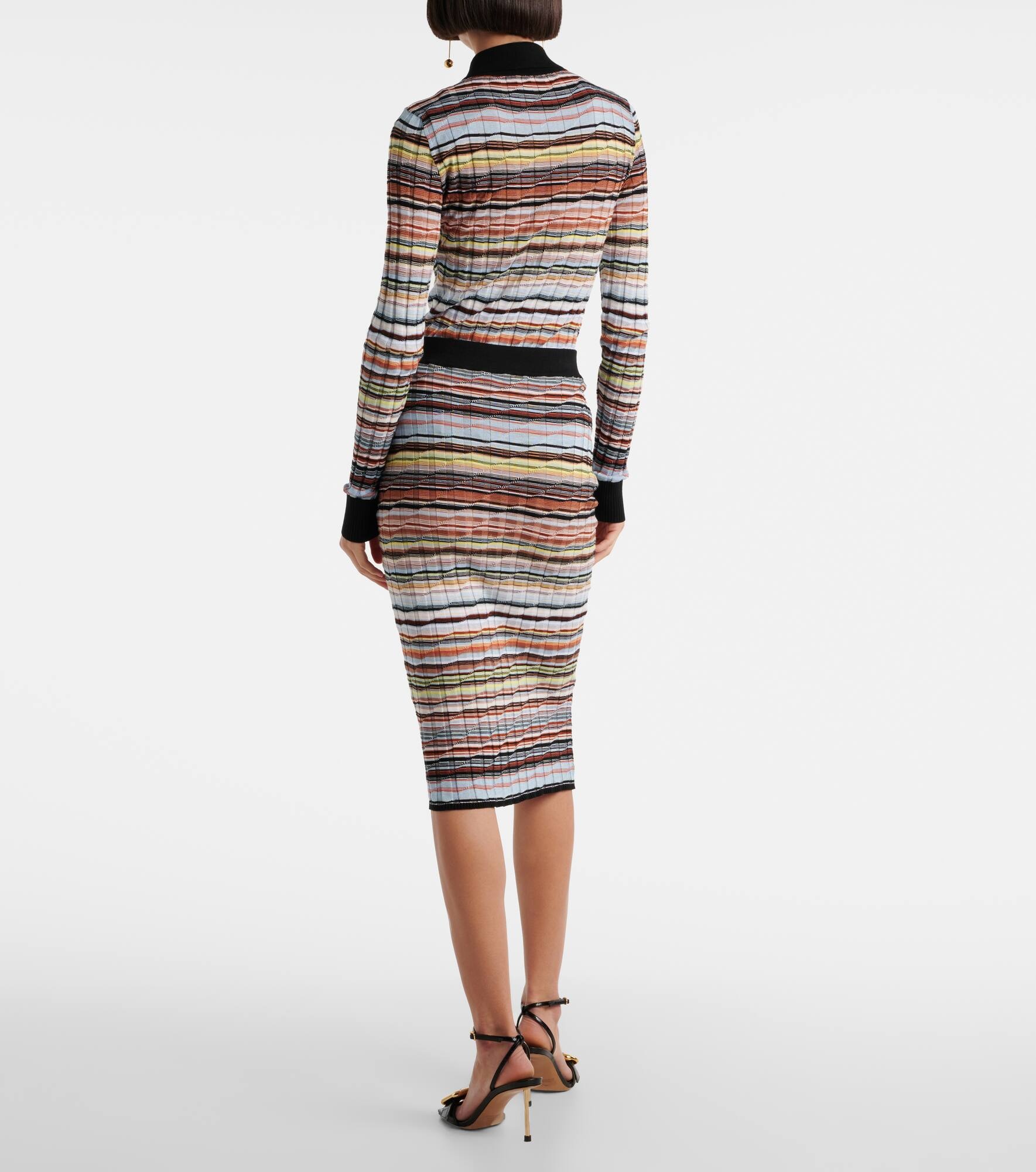 Striped cotton-blend midi skirt - 3